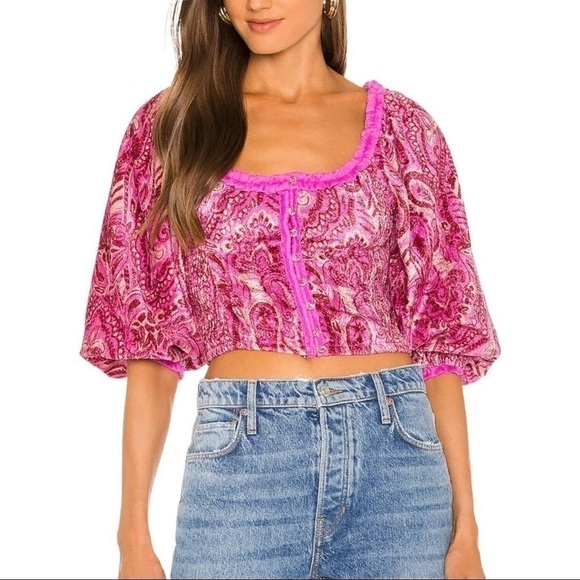 Free People Dare Me Velvet blouse size small - Picture 5 of 12